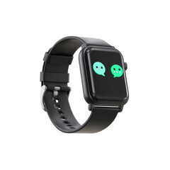 Fototapeta premium Modern Smartwatch with Message Notification Display on Black Strap