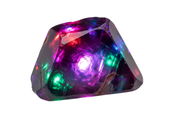A multifaceted gem, vibrant with multicolored LED lights, displays striking internal illumination against a dark background.