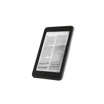 Modern E-reader Displaying Text, Digital Book Reading Device