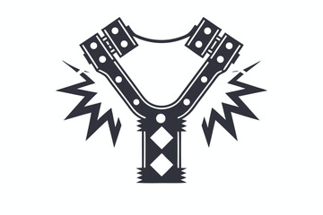 Abstract Slingshot with Geometric Design on a White Background