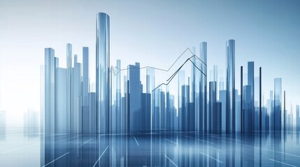 Abstract Cityscape with Line Graph