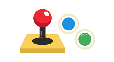 Red Joystick with Buttons, Arcade Game Controller Illustration. © Leo