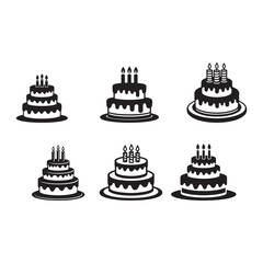 A sweet wedding cake vector illustration set for your party celebration