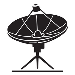 An icon of a satellite dish antenna for wireless communication and television broadcasting