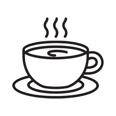 A vector icon of a coffee cup with a heart for a hot morning beverage