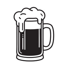 A vector illustration of a cold beer mug with frothy foam, perfect for a bar or pub design