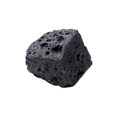 Obraz premium Close-up of a Dark Grey Volcanic Rock, Isolated on Black Background