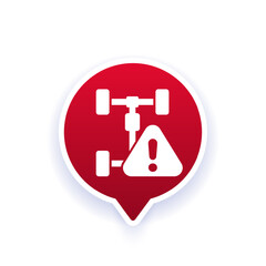 car chassis icon with warning symbol