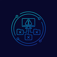 data corruption icon with file folders, linear design