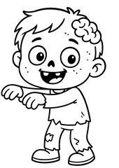 Obraz premium Funny zombie for kids coloring page on white background, A4 format vector illustration