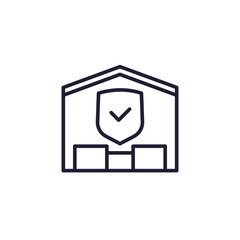 Warehouse insurance line icon on white