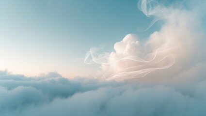 Clouds and smoke in the sky with light and mist. Nature and weather, concept. Atmospheric phenomena. The concept of weather conditions and atmospheric science.