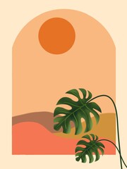 Abstract Sunset with Plant © Minidraw 