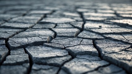 Obraz premium Cracked dry earth with deep fissures and dry soil.