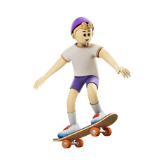 skater on skateboard character 3d illustration