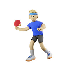 table tennis game character 3d illustration