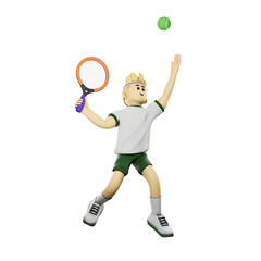 tennis service ball character 3d illustration