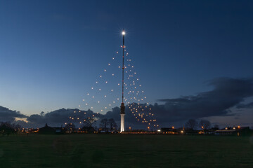 A tall communications tower 
