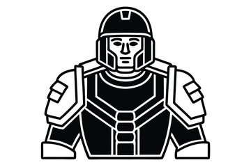 Isolated Minimalist Black and White of SciFi Warrior Armor