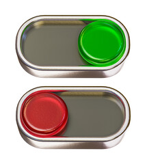 On and Off Toggle Switch Button Slider. Minimal Icon. 3D Render