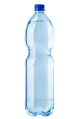 Water Bottle, plastic container, isolated on white background, full depth of field