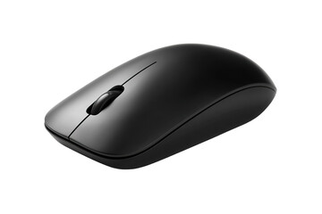 Sleek Matte Black Computer Mouse on Transparent Background
