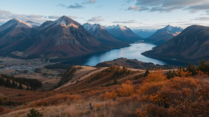 Autumn in Rondane National Park glorifies the Hogronden, Midtronden, and Digerronden mountains, offering picturesque views of Doralen and Doralseter in Norway, Europe