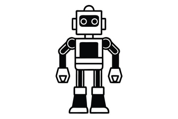Outlined Style Robot on White Background Robot with Geometric Shapes