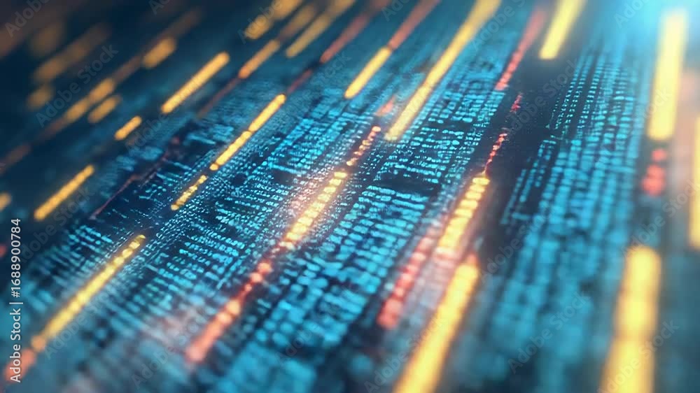 Wall mural digital information flowing through cyberspace creating a technological landscape