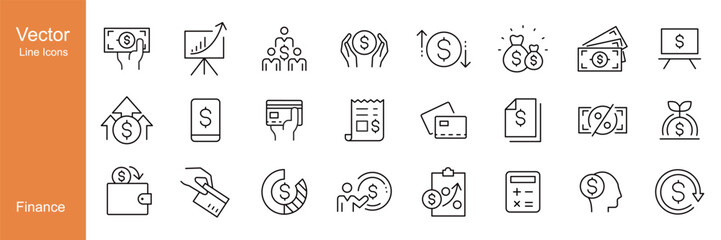 Finance Icon - Vector Line. Editable Stroke.