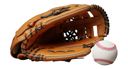 Baseball glove and ball on black