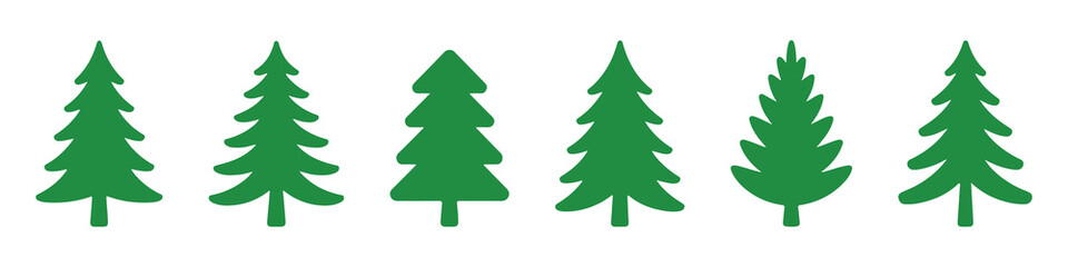Pine Silouette icon set. Fir tree vector set.