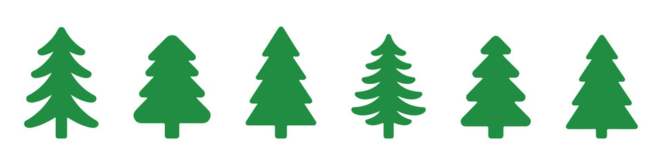 Christmas tree silhouette set isolated on transparent background