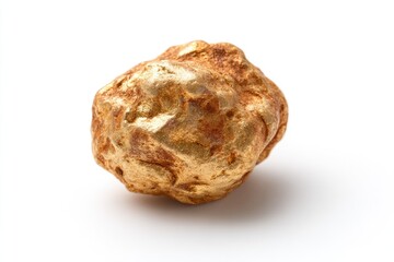A golden, textured orb, highlighted against a plain white backdrop, showcases an intriguing, unique object.