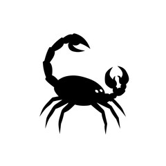 Black scorpion crab silhouette isolated on white background zodiac sign design