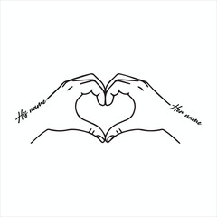 Fototapeta premium Romantic Couple Hands Heart Art