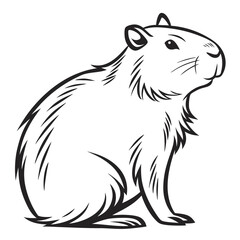 Stylized black and white illustration of a capybara