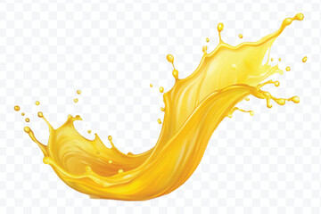 realistic 3d splashes of juice of orange or mango in different style le isolated on transparent background