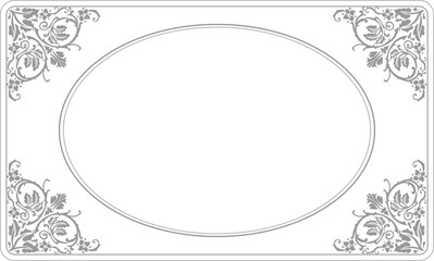 Black and white rectangle oval frame art deco Victorian style Thin Luxury borders set simple linear design shape ornaments floral element different lines headers for invitations card photo poster book