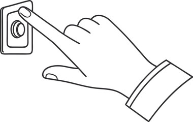 Hand Pressing Button Icon – Touch Screen Finger Tap Line Art