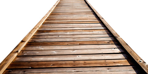 Weathered wooden planks forming a pathway isolated on a transparent background wooden dock
