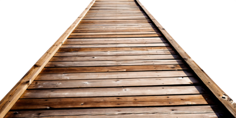 Weathered wooden planks forming a pathway isolated on a transparent background wooden dock