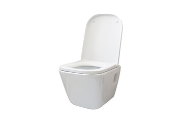 white wall hung toilet isolated on white background