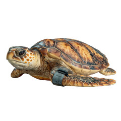 Fototapeta premium Sea Turtle with Tracking Device