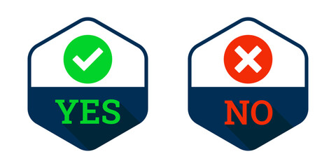 Yes and No Decision Icons with Check Mark and Cross Symbols