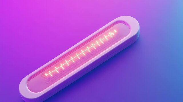 Futuristic thermometer showing increasing temperature on gradient background