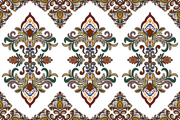 Classic Damask Seamless Pattern Vector Illustration Elegant Vintage Floral carpet Luxury cloth Home Decoration