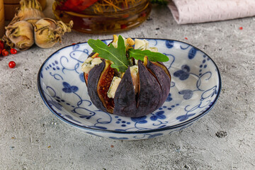 Fig with blue cheese and cedar