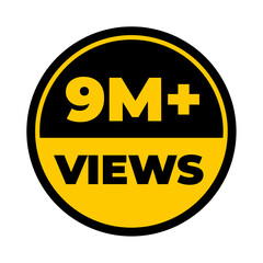 9M views png only, digital popularity milestone, youtube success counter, trending stats label