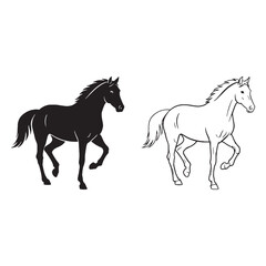 Iconic Horse Silhouette & Horse Lineart – Horse Vector Art Featuring Recognizable Farm Shape – Black Vector of Horse – Vector Set of Horse